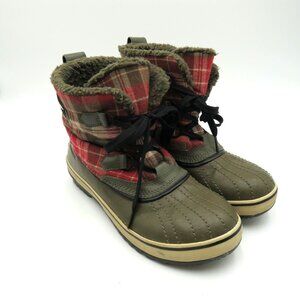 Sorel Boots Womens Size 9 Plaid Waterproof Fur Lined Winter Duck NL1549